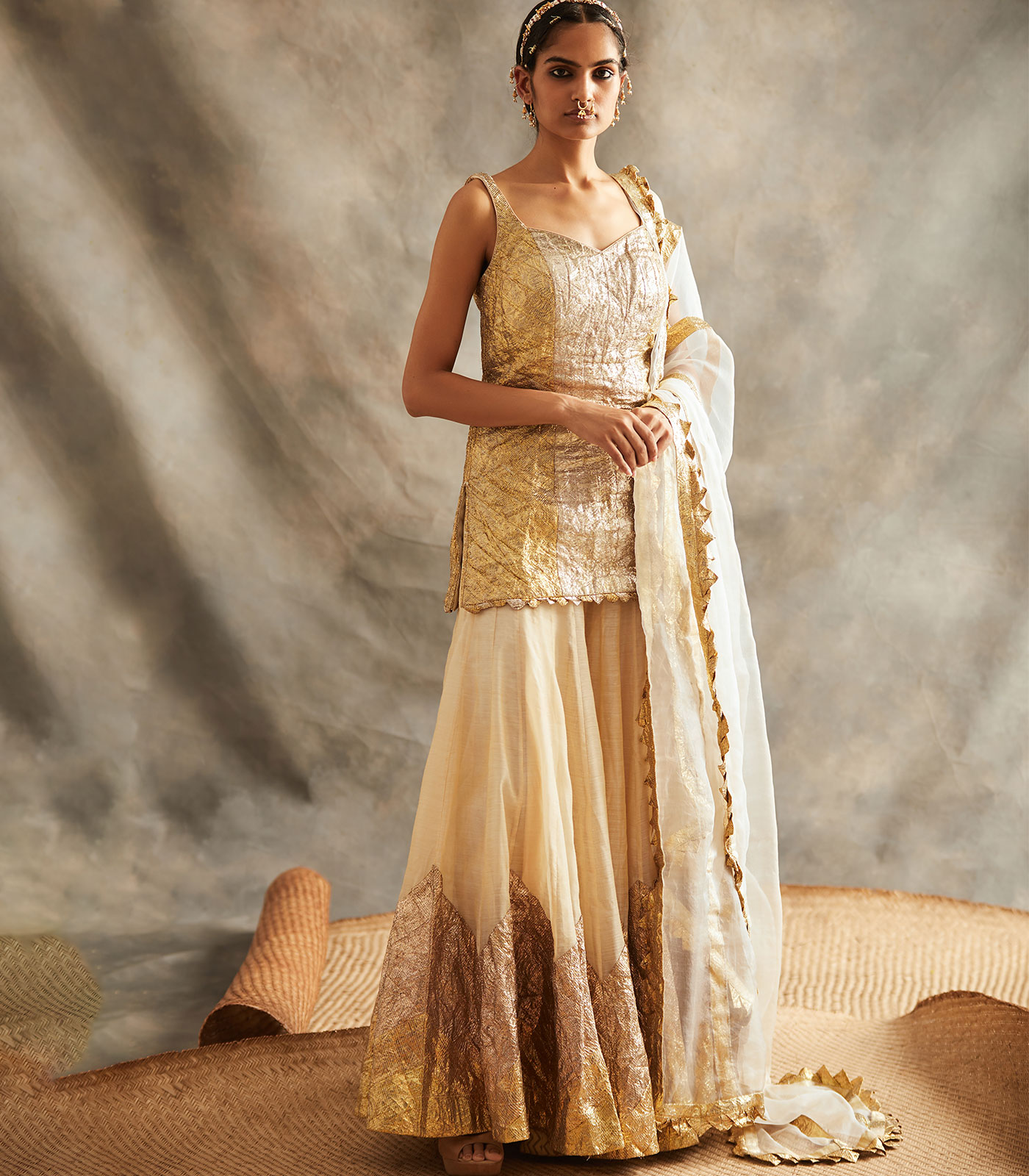 Buy Payal Singhal Grey Embroidered Choli with Crotch Pants and Drape at  Redfynd